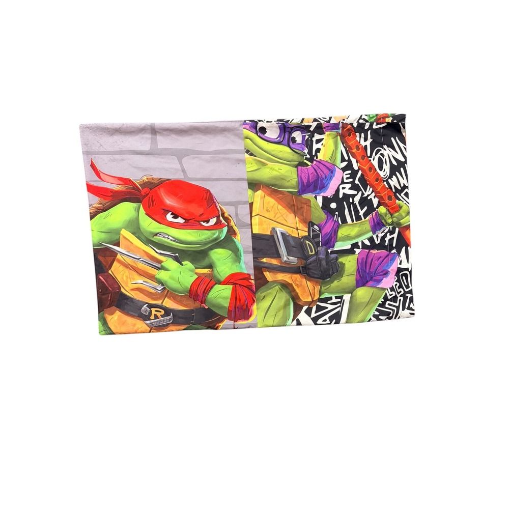 Nickelodeon TMNT Mutant Mayhem Pillowcase Kids Standard Green Graphic Print - Picture 2 of 9